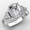 Halo Pave Setting Diamond Engagement Ring Cushion Semi Mount 18k White Gold 1.62Ct - javda.com 