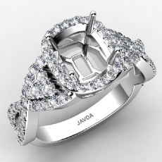 Halo Pave Setting Diamond Engagement Ring Cushion Semi Mount 14K W Gold 1.62Ct