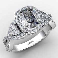 Cross Shank Halo Pave Set diamond Ring 14k Gold White