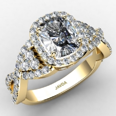 Cross Shank Halo Pave Set diamond Ring 14k Gold Yellow