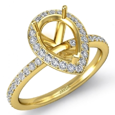 Diamond Vintage Engagement Ring Pear Semi Mount Halo Setting 14k Gold Yellow (1Ct. tw.)