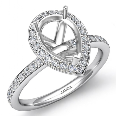 1 Ct Diamond Vintage Engagement Ring Pear Semi Mount Halo Setting 14k White Gold