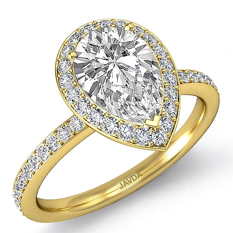 Petite Micropave Halo Basket diamond Ring 14k Gold Yellow