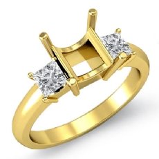 Three Stone Diamond Semi Mount Engagement Ring Princess Setting 14k Gold Yellow  (0.51Ct. tw.)
