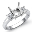 Three Stone Diamond Semi Mount Engagement Ring Princess Setting Platinum 950 0.51Ct - javda.com 