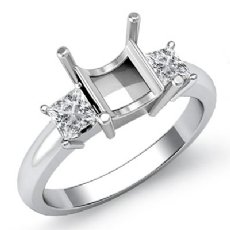 Three Stone Diamond Semi Mount Engagement Ring Princess Setting 14K W Gold 1/2Ct