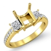 Princess Diamond Engagement 3 Stone SemiMount Ring 14k Yellow Gold Pave Setting 0.81Ct - javda.com 