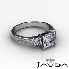 3 Stone Sidestone Prong Set diamond Ring Platinum 950