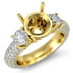 Three 3 Stone Round Diamond Engagement Ring Setting 18k Yellow Gold Semi Mount 2.64Ct - javda.com 