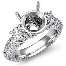 Three 3 Stone Round Diamond Engagement Ring Setting 14k W Gold Semi Mount 2.6Ct