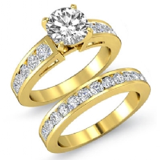 Bridal Set Channel Shank diamond Ring 18k Gold Yellow
