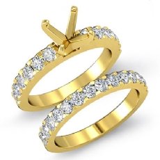 Round Diamond Engagement Wedding Ring Bridal Sets 14k Gold Yellow Setting (1.2Ct. tw.)