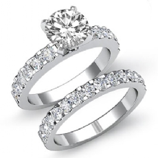 Prong Set Sidestone Bridal diamond Ring 14k Gold White