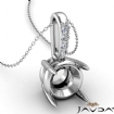 Prong Set Solitaire Round Cut Semi Mount Diamond Bail Pendant 14k White Gold - javda.com 