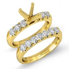 Round Diamond Women Engagement Ring Bridal Sets 14k Gold Yellow Semi Mount (0.8Ct. tw.)