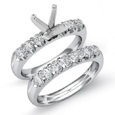 0.80Ct Round Diamond Women Engagement Ring Bridal Sets 14K White Gold Semi Mount