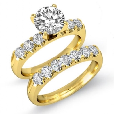 U Prong Wedding Bridal Set diamond  18k Gold Yellow