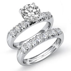 U Prong Wedding Bridal Set diamond  14k Gold White