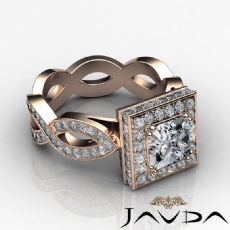 Twisted Shank Circa Halo Pave diamond Ring 18k Rose Gold