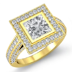 Vintage Halo Style Bezel Set diamond  18k Gold Yellow