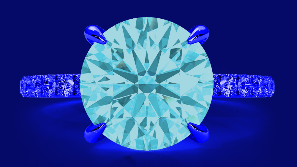 How is the color of lab-created diamonds affected by fluorescence